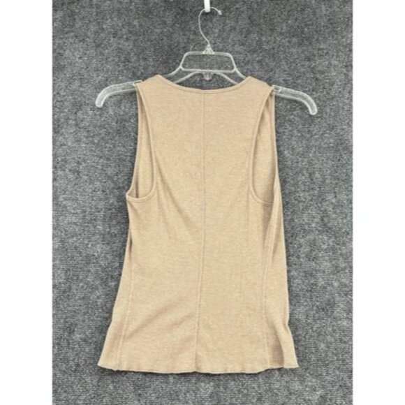 Free People Intimately Ribbed Jersey Henley Tank With Snaps Taupe Womens Small - Picture 3 of 11